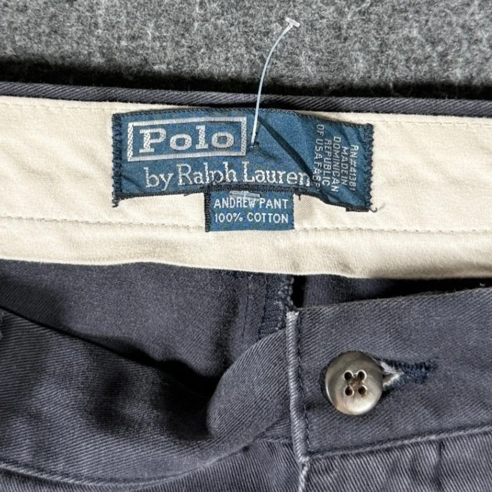 VTG Polo Ralph Lauren Andrew Pant Mens 40x29 Navy Pleated Classic Chino 40